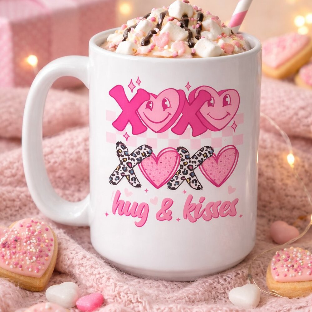 XOXO Hug & Kisses 15 oz. White Ceramic Coffee Mug